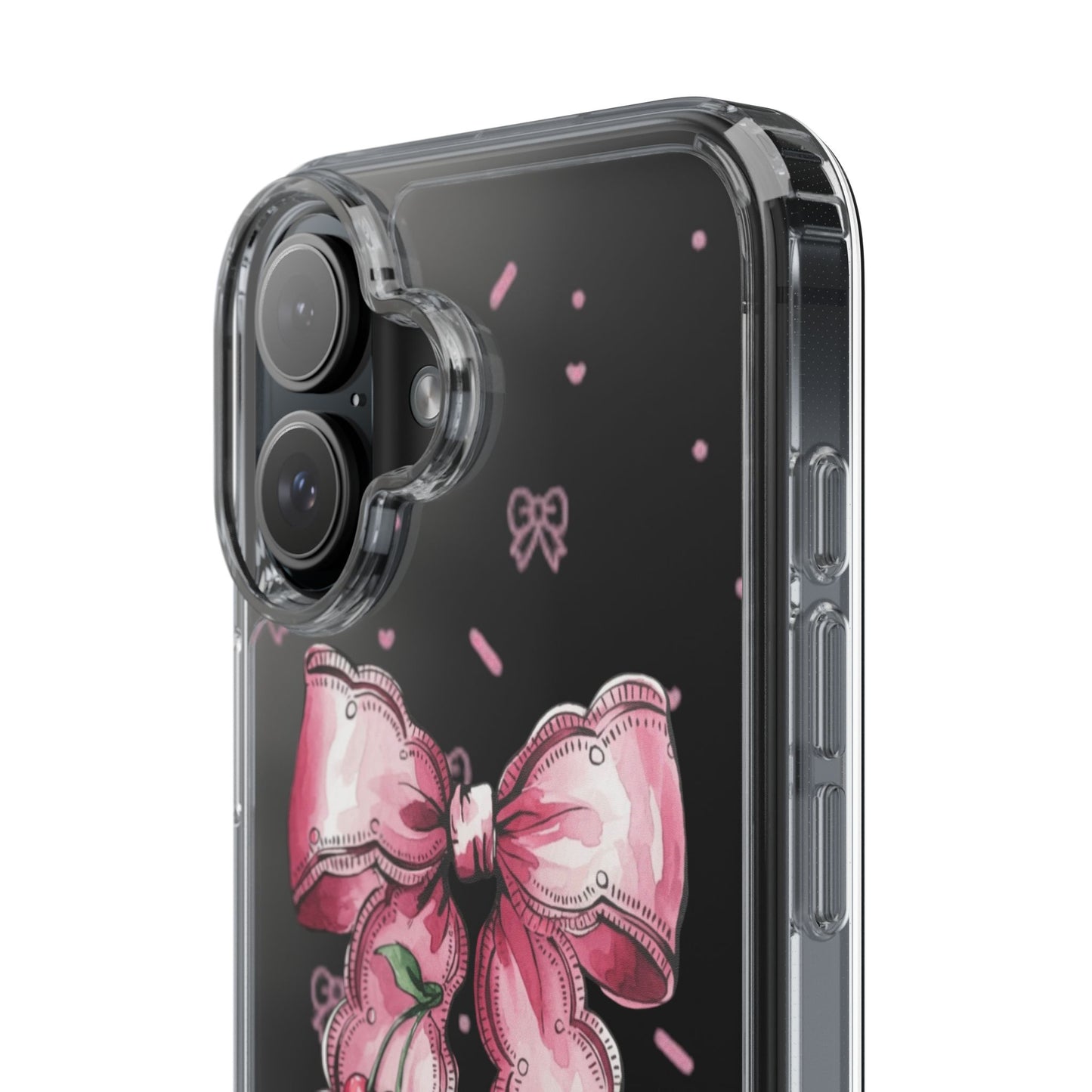 Pink Cherry Bow Clear Phone Case – Cute Kawaii iPhone Cover