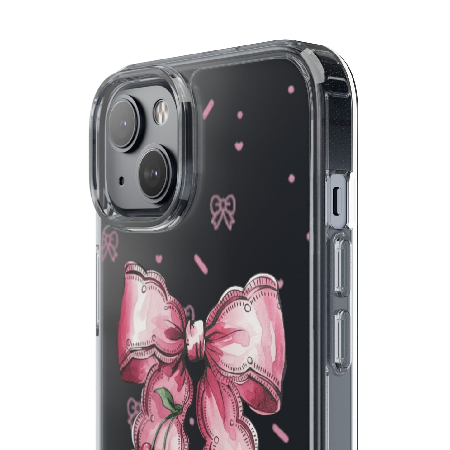 Pink Cherry Bow Clear Phone Case – Cute Kawaii iPhone Cover