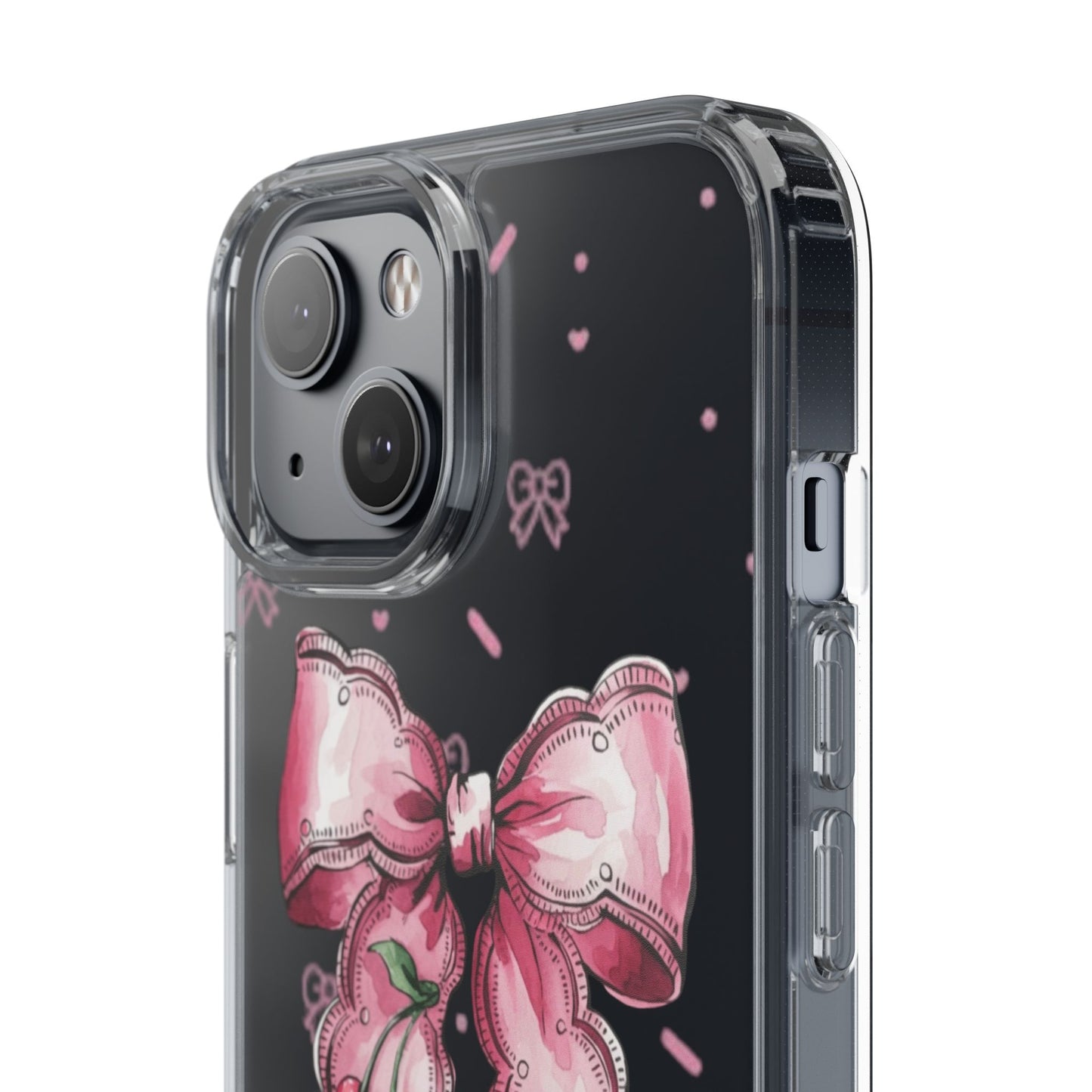 Pink Cherry Bow Clear Phone Case – Cute Kawaii iPhone Cover