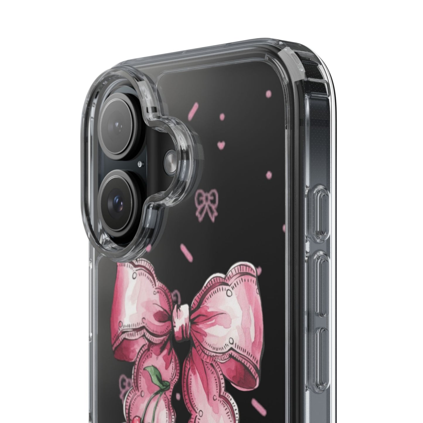 Pink Cherry Bow Clear Phone Case – Cute Kawaii iPhone Cover